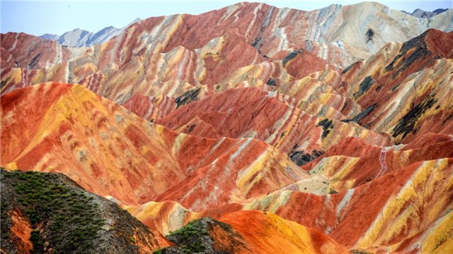 Colorful rock layers of Zhangye Danxia in Gansu